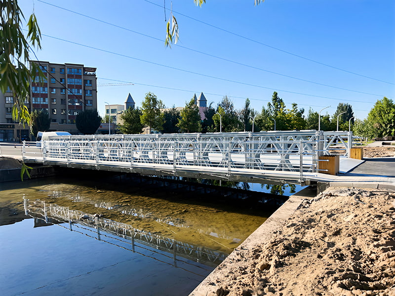 Dual-Lane trerads enkellagers förstärkt galvaniserad gångbro Bailey Bridge